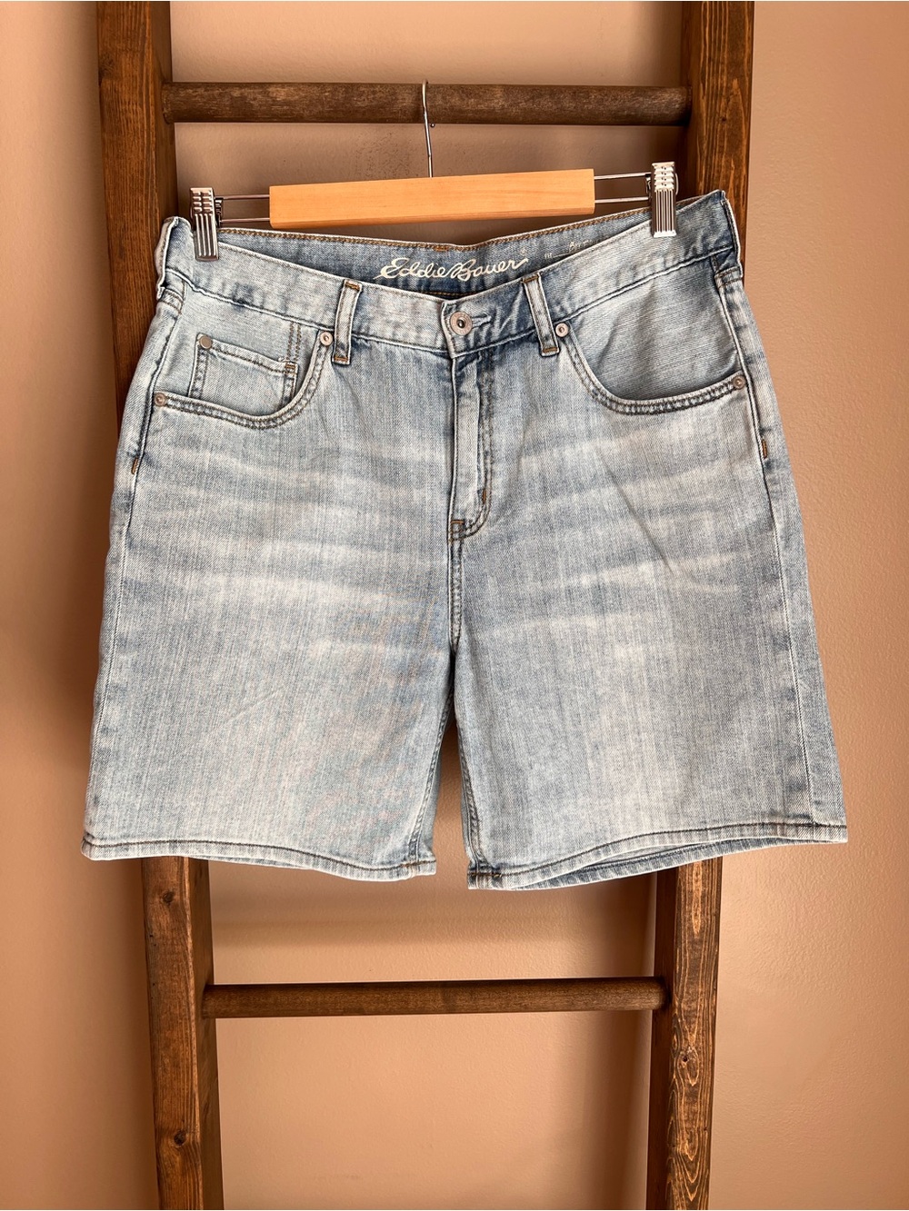 Eddie Bauer Faded Light Blue Denim Shorts